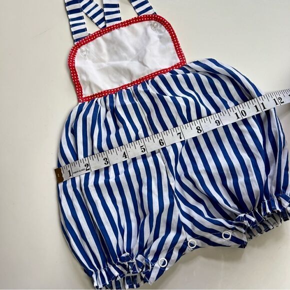 Preppy Vintage 1980s Nautical Overall Bubble Romper - Picture 8 of 9